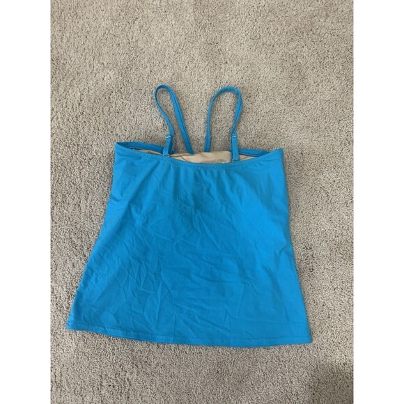 LANDS END WOMENS TAKINI SWIMSUIT TOP SIZE 8 TURQUOISE BLUE - Picture 2 of 2